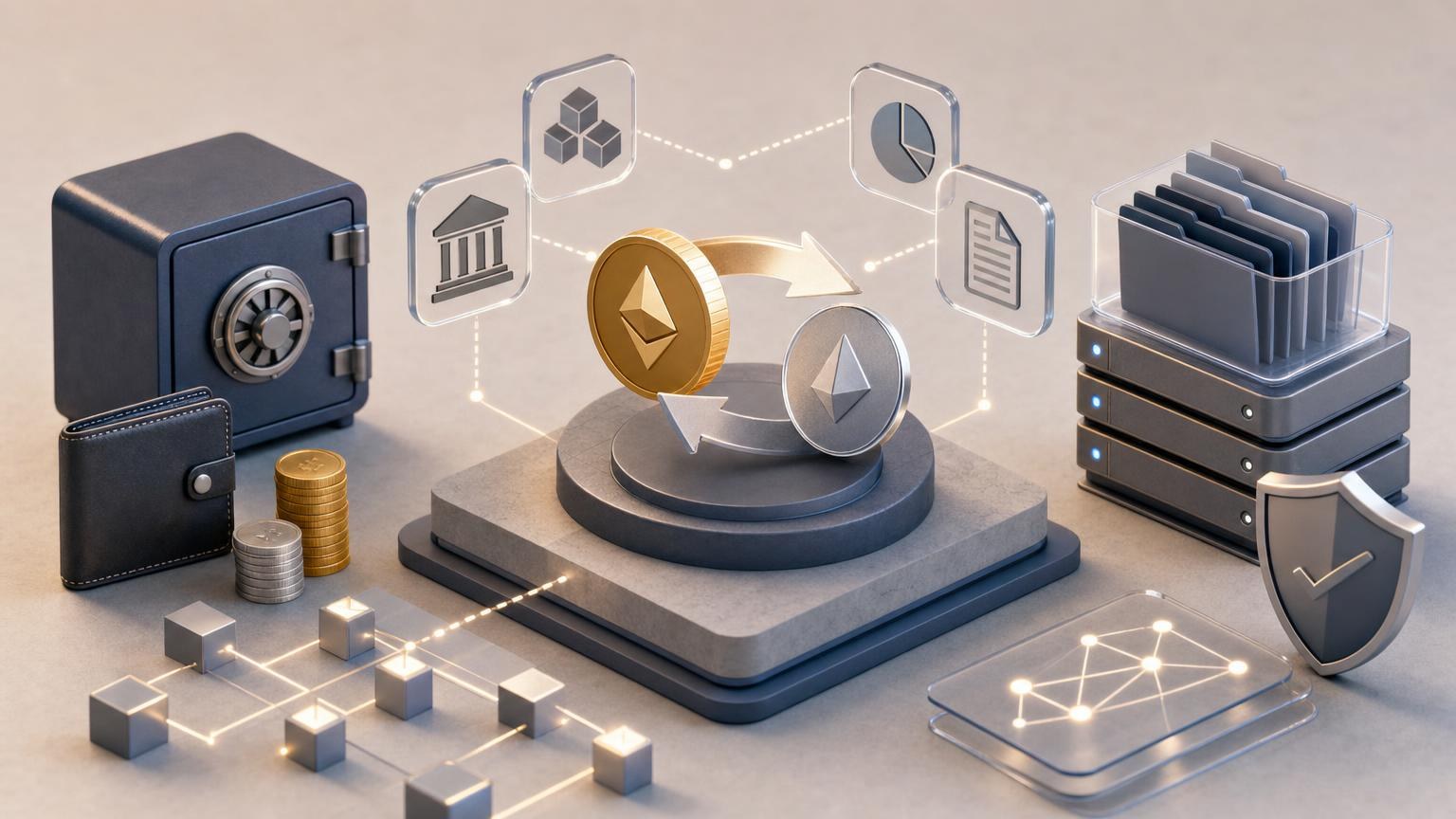 Cryptocurrency exchange receipt, wallet transaction details, and blockchain records organized into a secure post-swap checklist