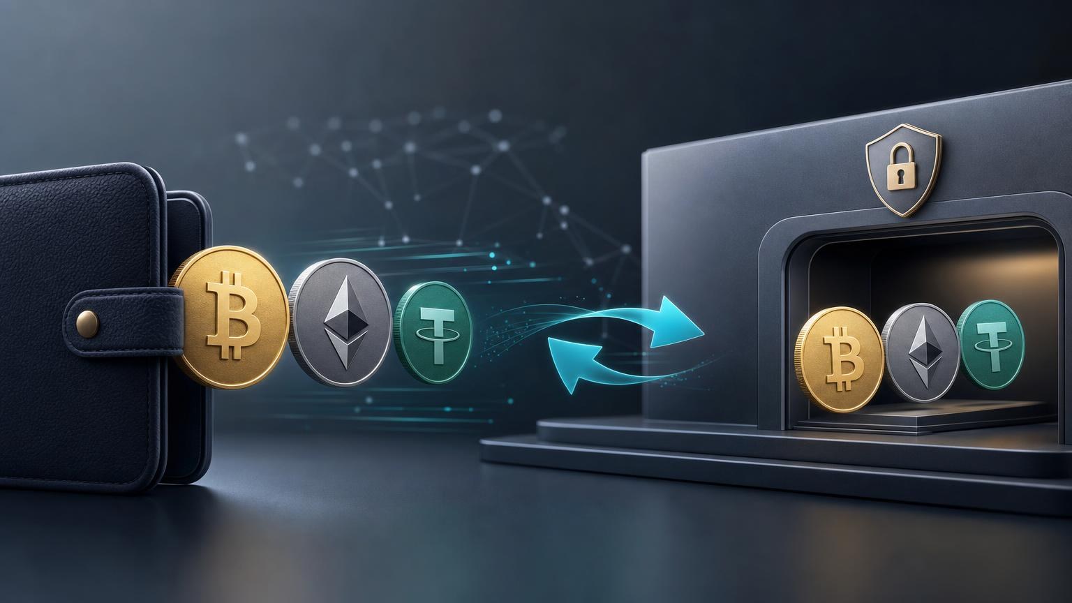 A user verifies the asset, blockchain network, deposit address, and transaction status before sending swapped cryptocurrency to an exchange